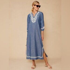 J.McLaughlin Pansy Cotton Chambray Jacquard Dress Size Medium